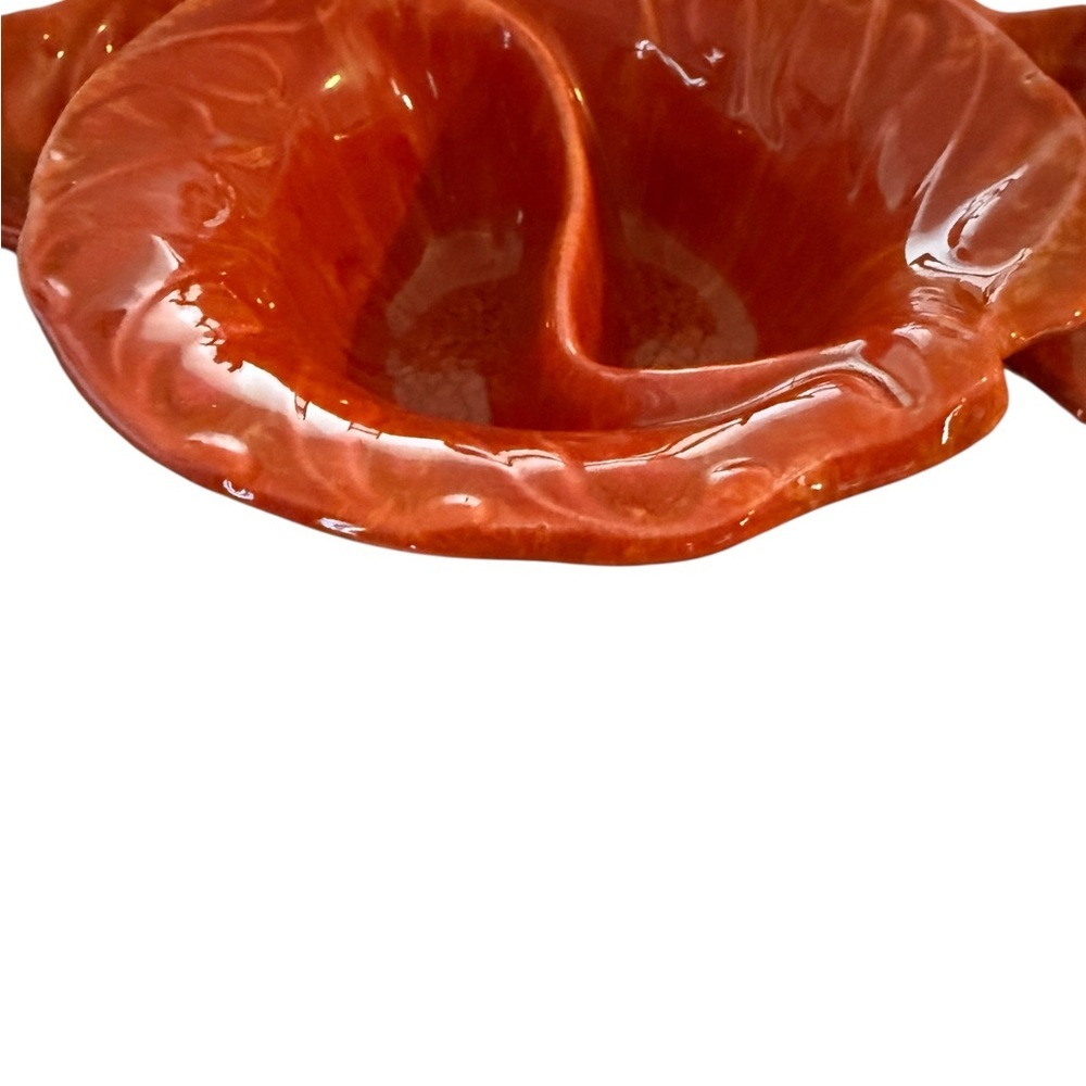 Mid Century Vintage Burnt Orange California Pottery Divided Serving Dish 2229 - Picture 4 of 11